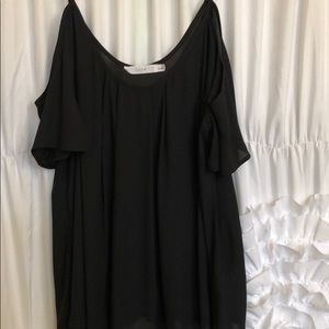 Lush Black Sheer cold shoulder top